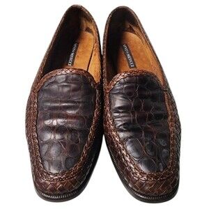 Sesto Meucci Italian Loafer Vintage Leather Size 8 Alligator Crocodile